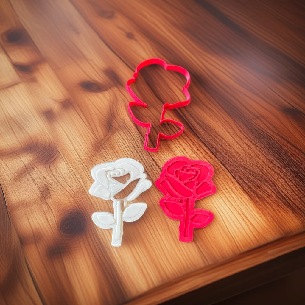  Rose Cookie Cutter Stamp, Stainless Steel, Single Rose Design for Valentine's Day Wedding - View 3
