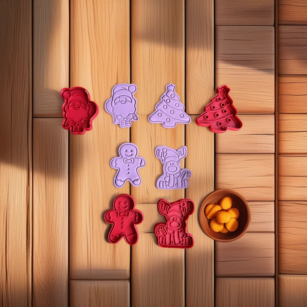  Christmas Cookie Cutter Set, Stainless Steel, Santa Reindeer Tree Rudolph Shapes - View 3
