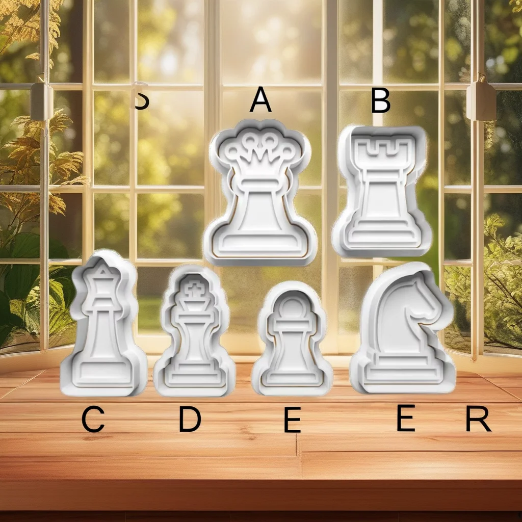  Chess Piece Cookie Cutter Set, 6-Piece Set Including King Queen Bishop Rook Knight Pawn - View 3