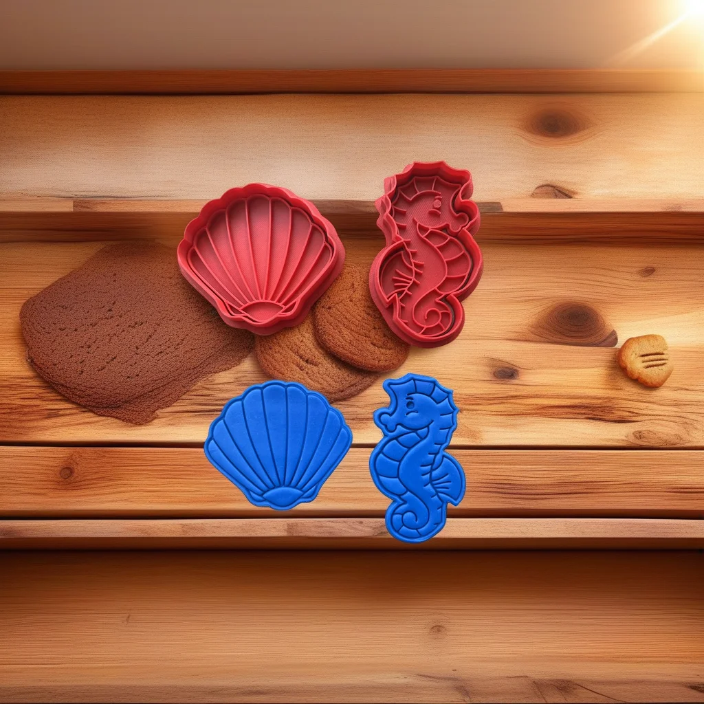  Ocean Theme Cookie Cutter Stamp Set Shell Seahorse