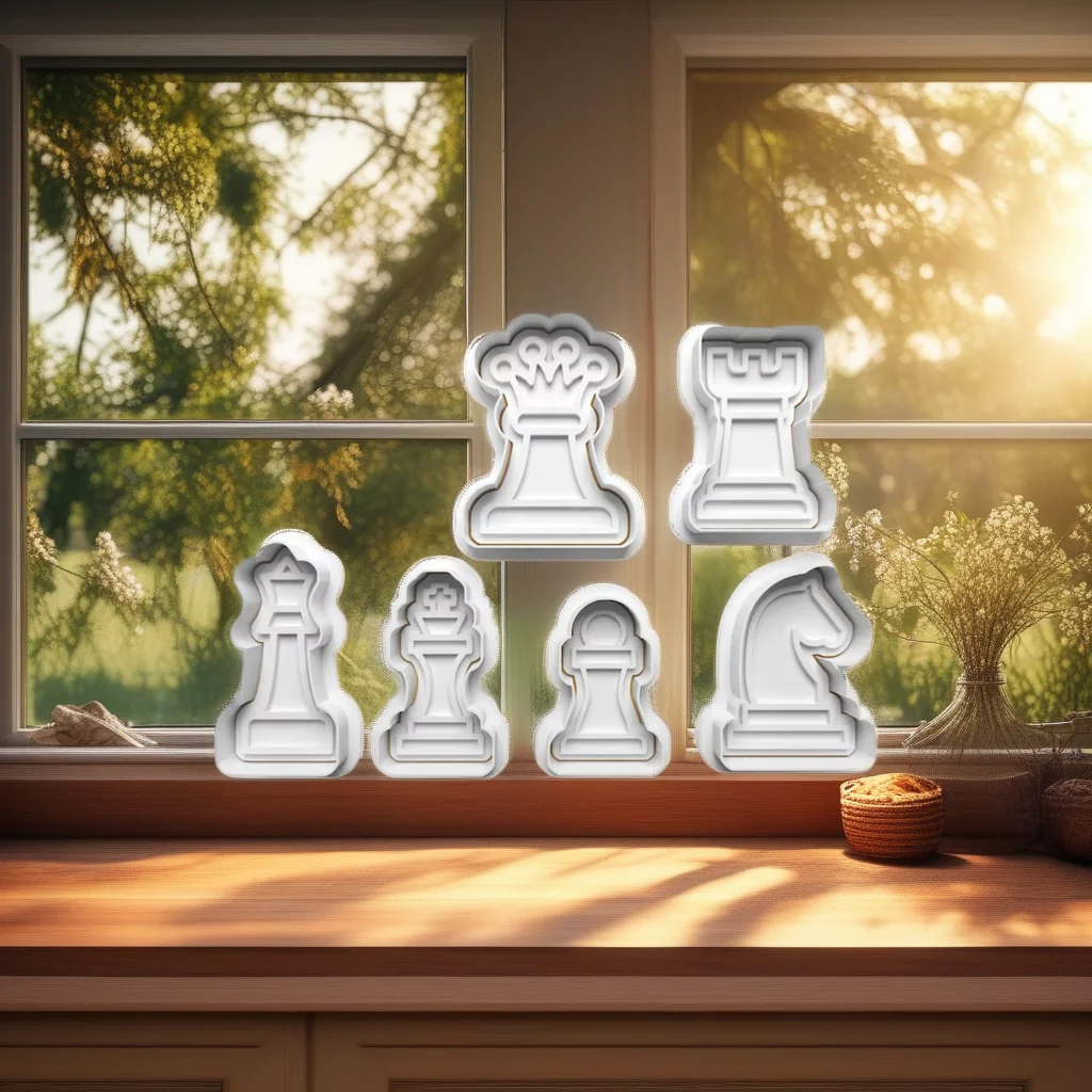  Chess Piece Cookie Cutter Set, 6-Piece Set Including King Queen Bishop Rook Knight Pawn - View 4