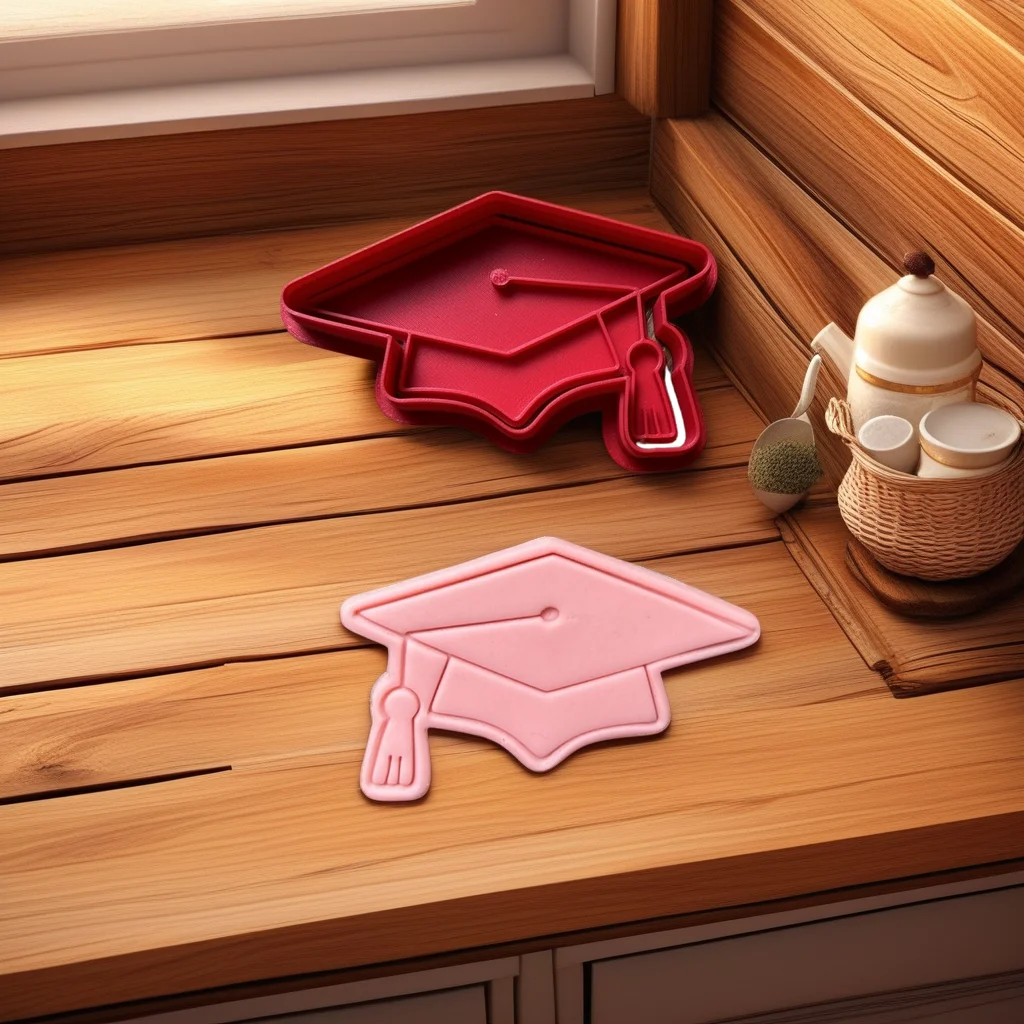  Graduation Cap and Diploma Cookie Cutter Set, Stainless Steel, Mini Size - View 1