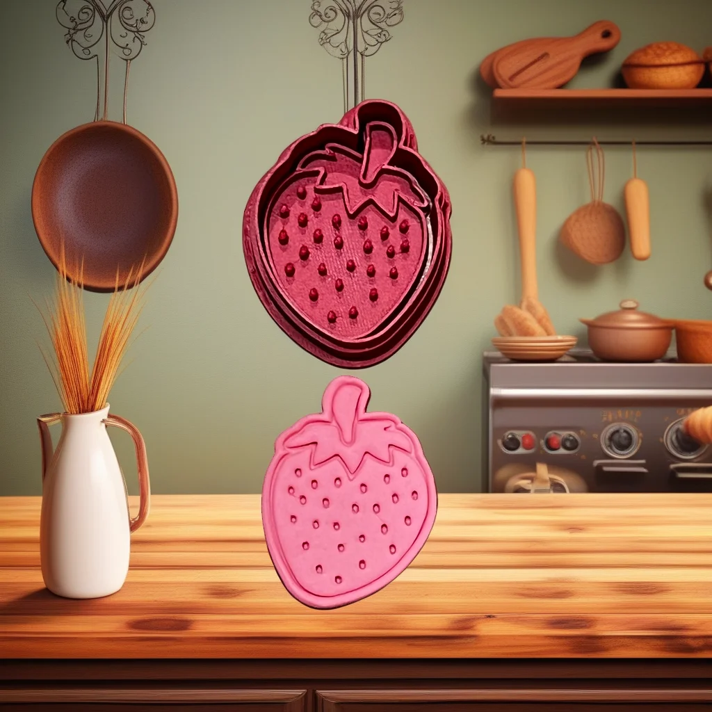  Strawberry Cookie Cutter Stamp 3D Embossed Design - View 1