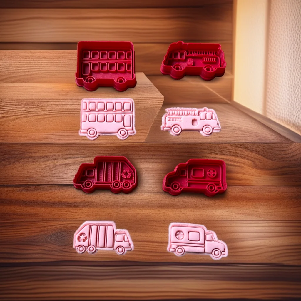  Vehicles Cookie Cutter Set, Stainless Steel, Tractor Taxi Firetruck Police Ambulance School Bus Double Bus Beetle Rubbish Truck Shapes - View 12
