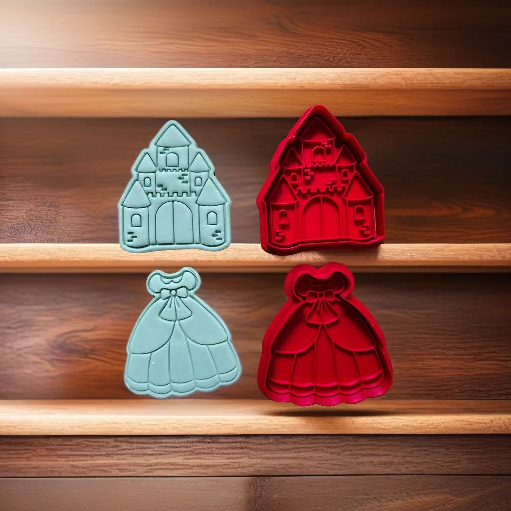  Princess Cookie Cutter Stamp Set Castle and Dress Shapes Stainless Steel