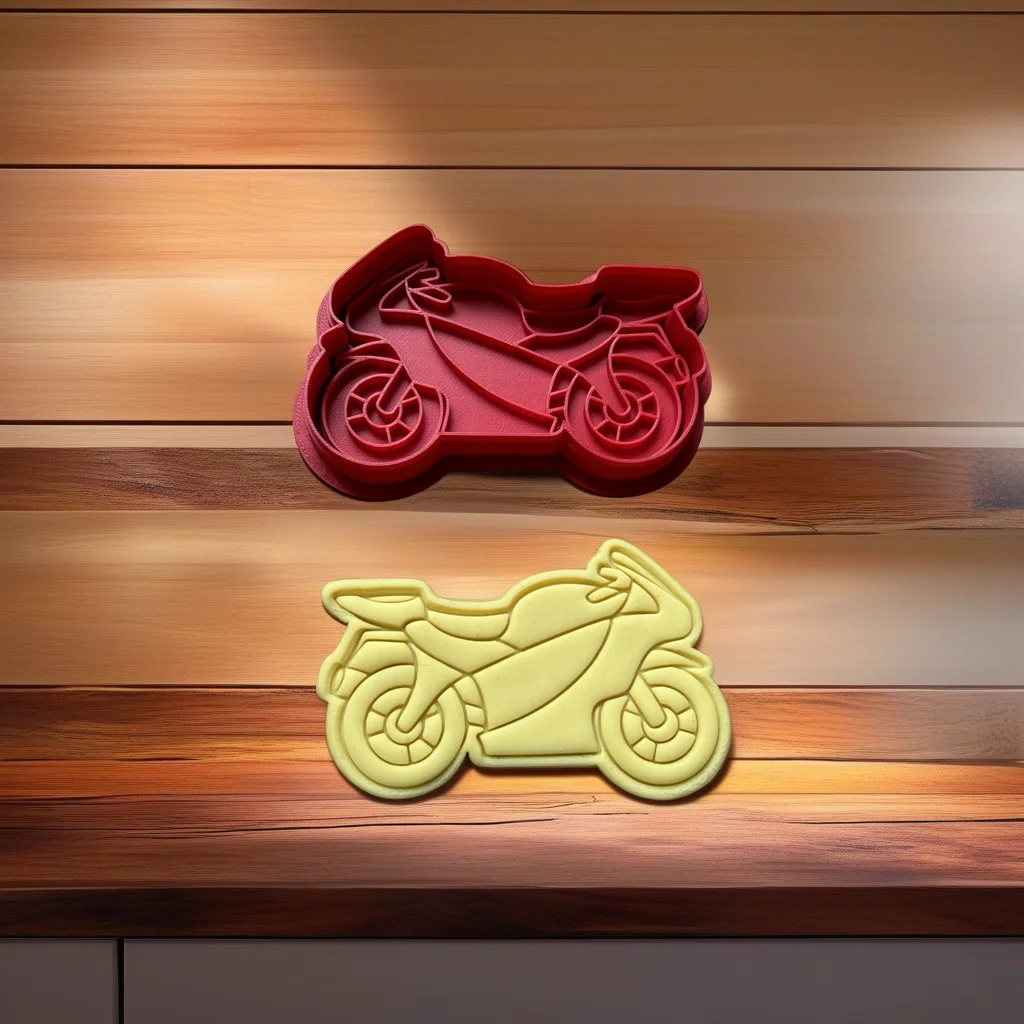  Motorbike Cookie Cutter Stamp, Stainless Steel, Classic Race Dirt Bike Design - View 7