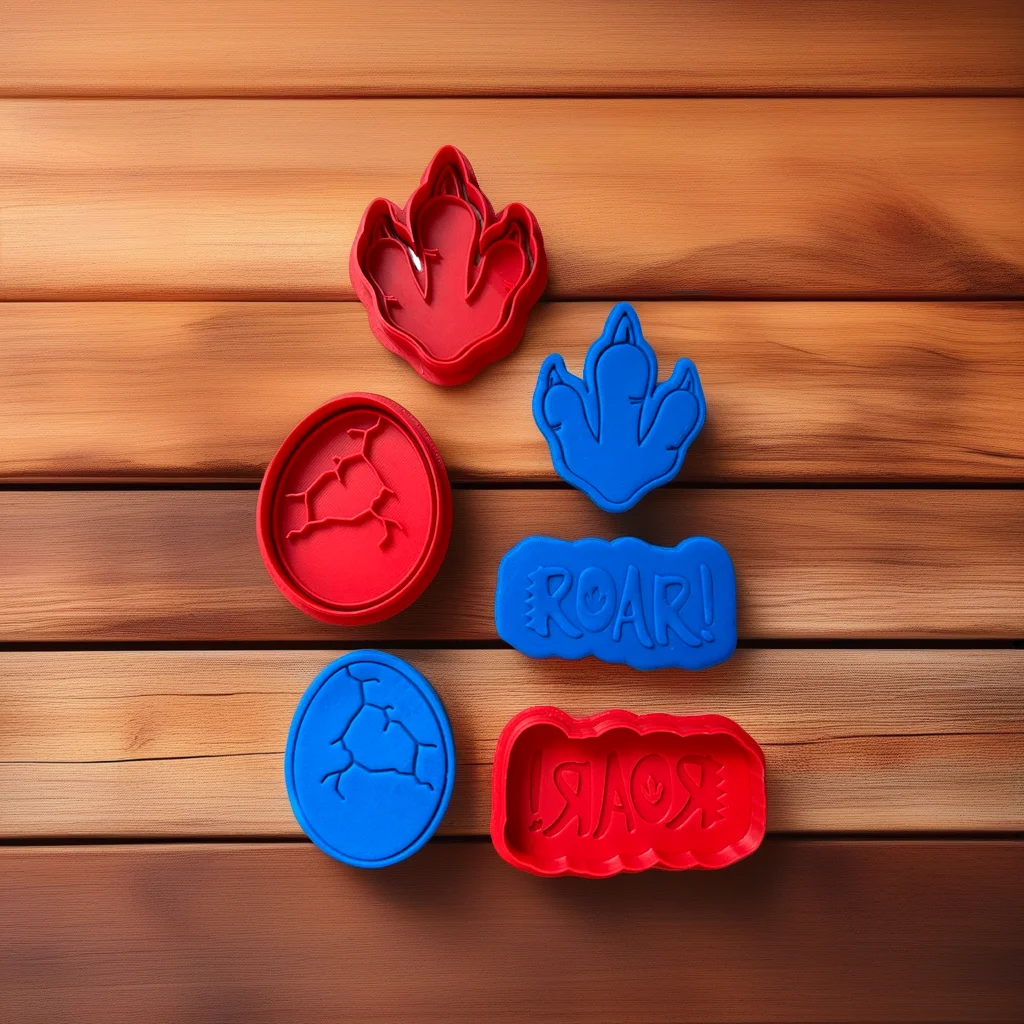  Dinosaur Footprint Cookie Cutter and Dino Egg Stamp Set - View 2