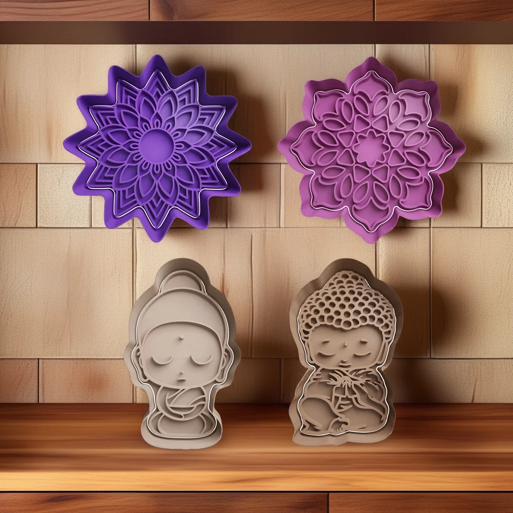  Mandala Cookie Cutter Set, Flower Lace Pattern Stamp, Indian Bohemian Henna Style for Diwali and Chakra Baking - View 3