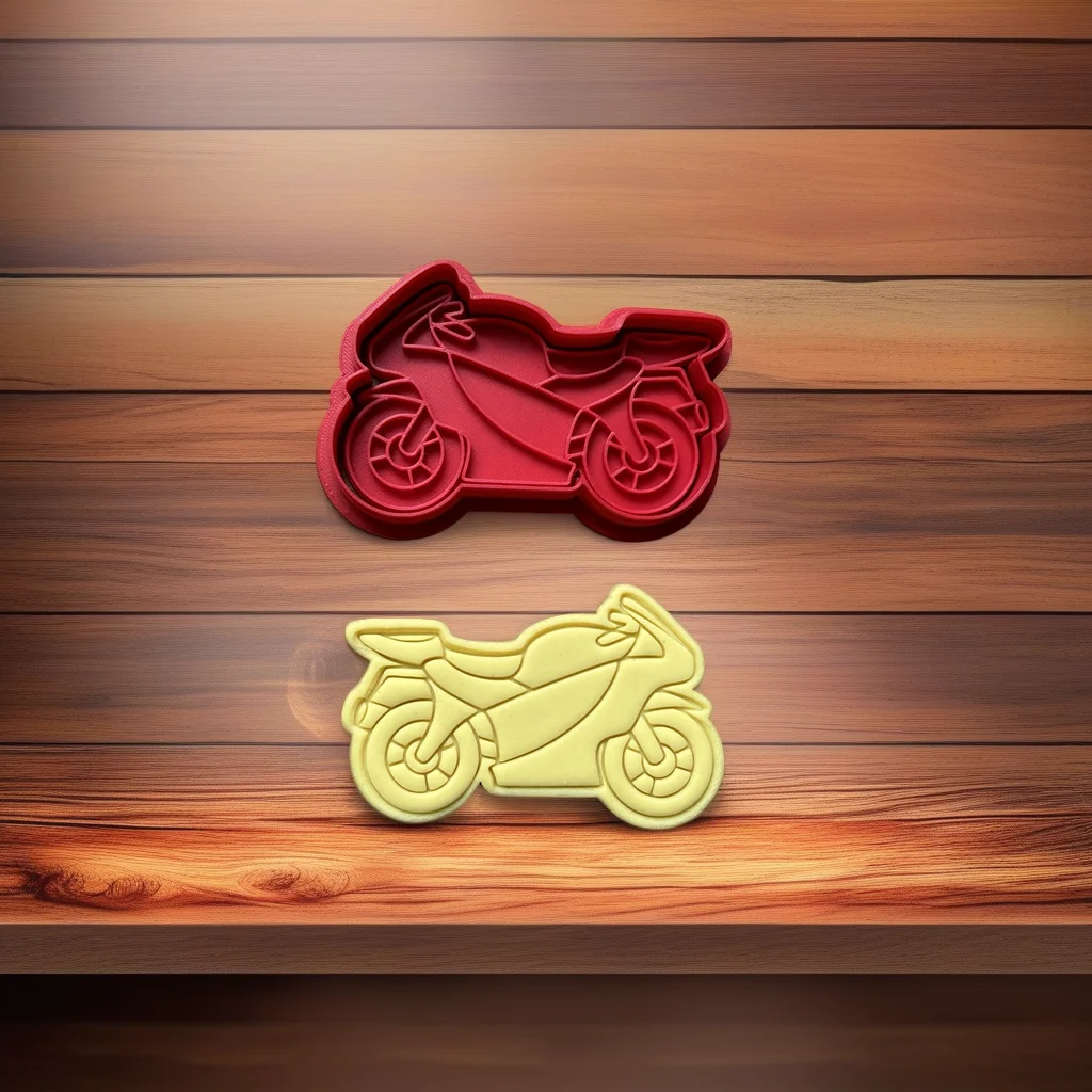  Motorbike Cookie Cutter Stamp, Stainless Steel, Classic Race Dirt Bike Design - View 8