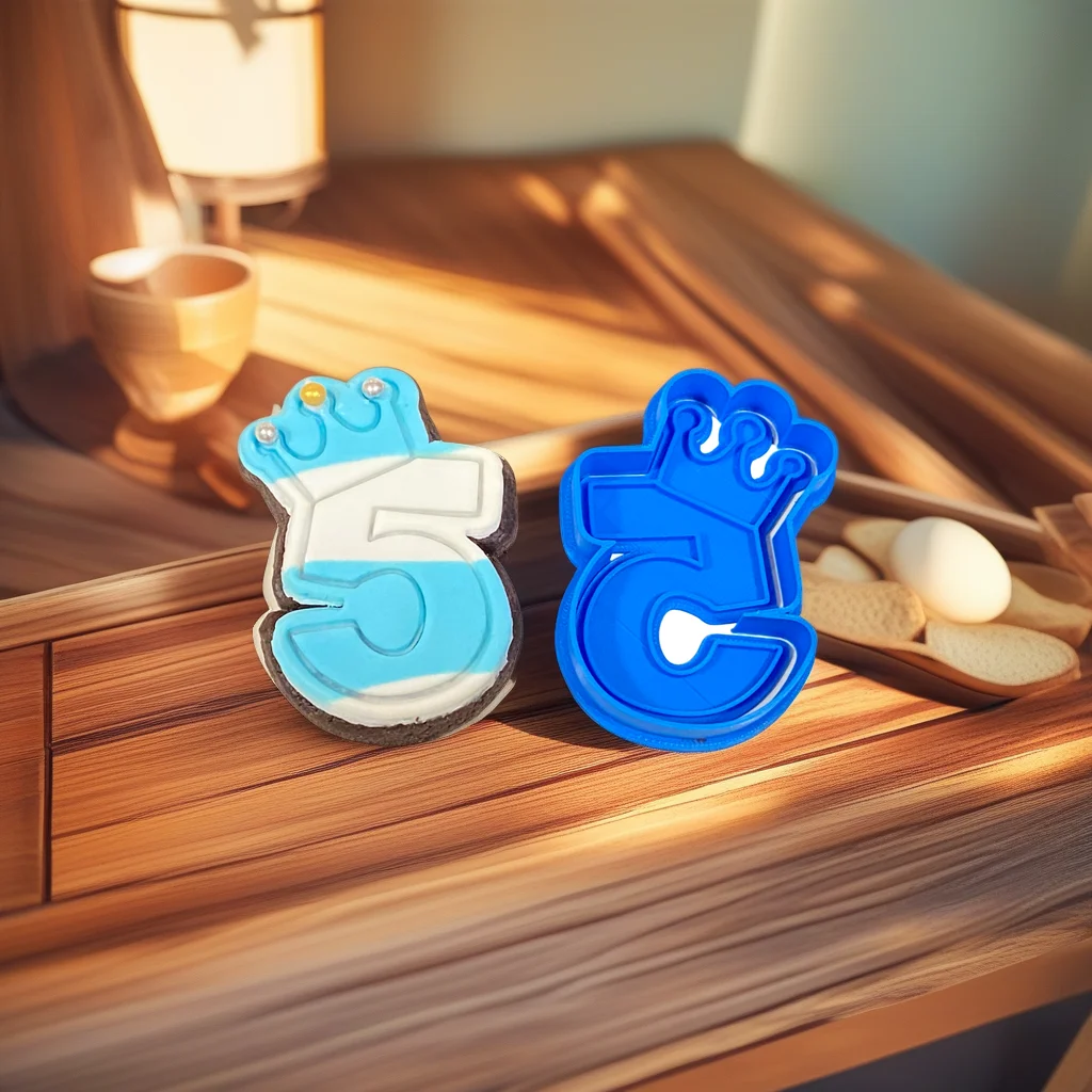  Crown Number Cutter and Embosser - Birthday Cookie Decorating Tool