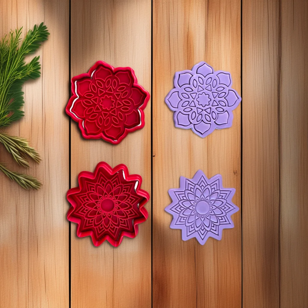  Mandala Cookie Cutter Set, Flower Lace Pattern Stamp, Indian Bohemian Henna Style for Diwali and Chakra Baking