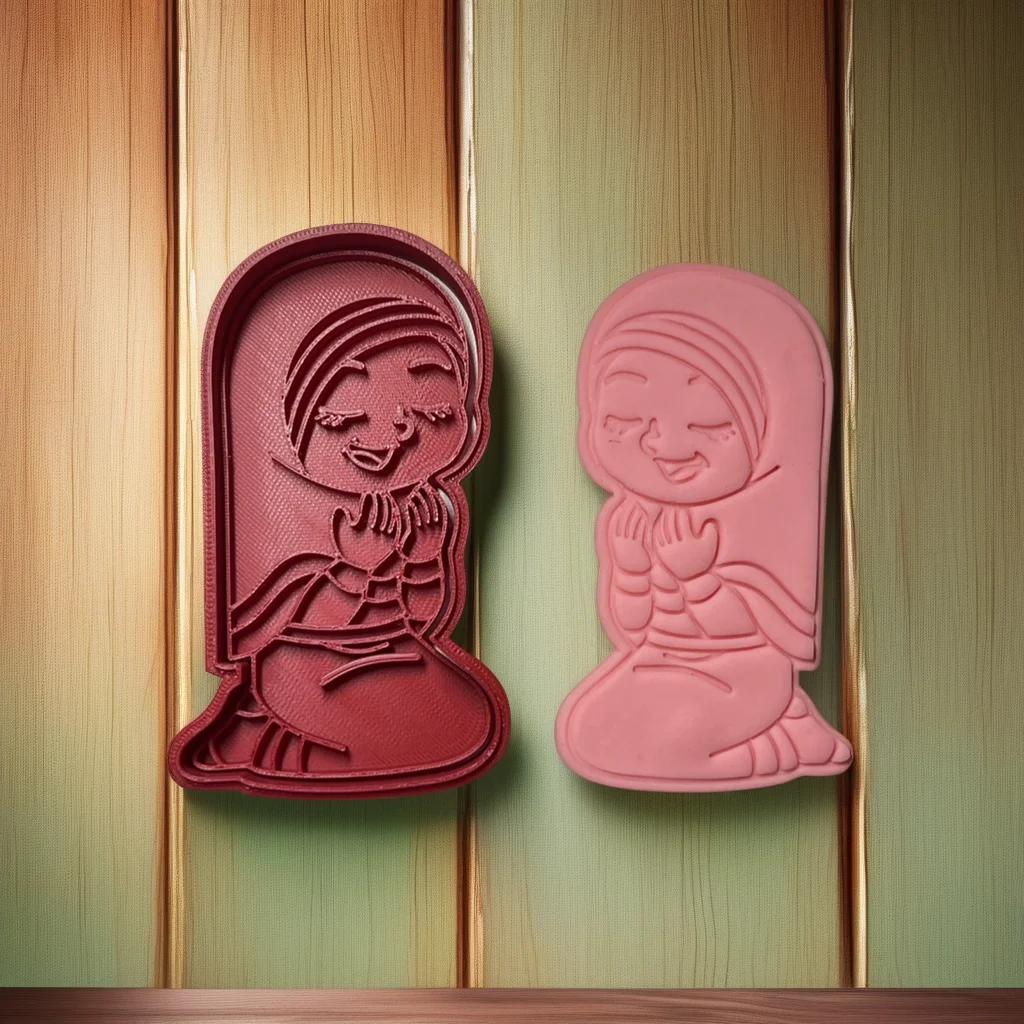  Muslim Boy Girl Praying Cookie Fondant Embosser Stamp Set for Eid Ramadan - View 2