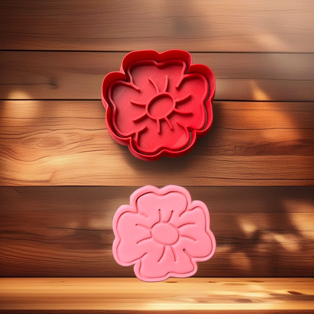  Poppy flower cookie cutter and embosser, Remembrance Day theme - View 1