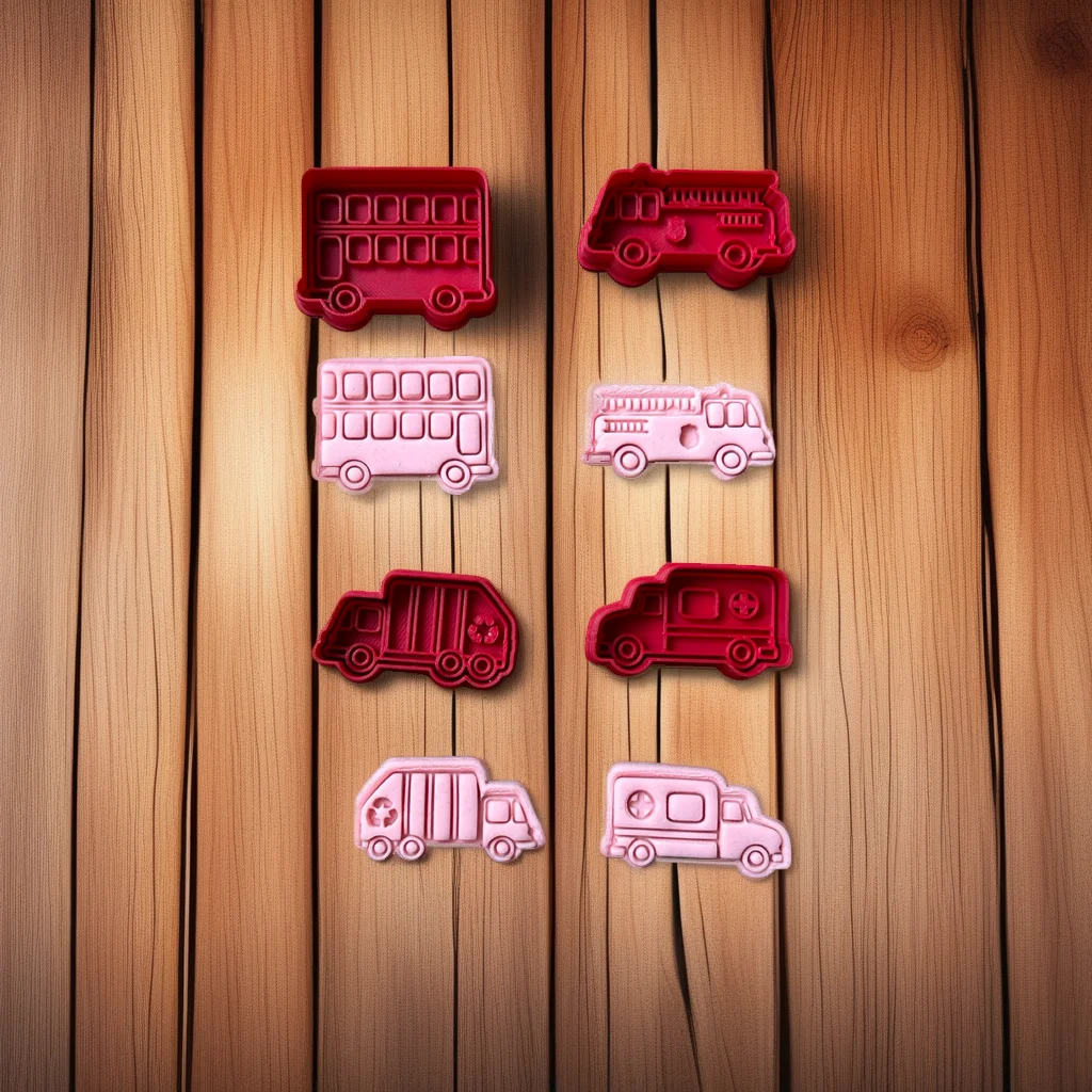  Vehicles Cookie Cutter Set, Stainless Steel, Tractor Taxi Firetruck Police Ambulance School Bus Double Bus Beetle Rubbish Truck Shapes - View 11