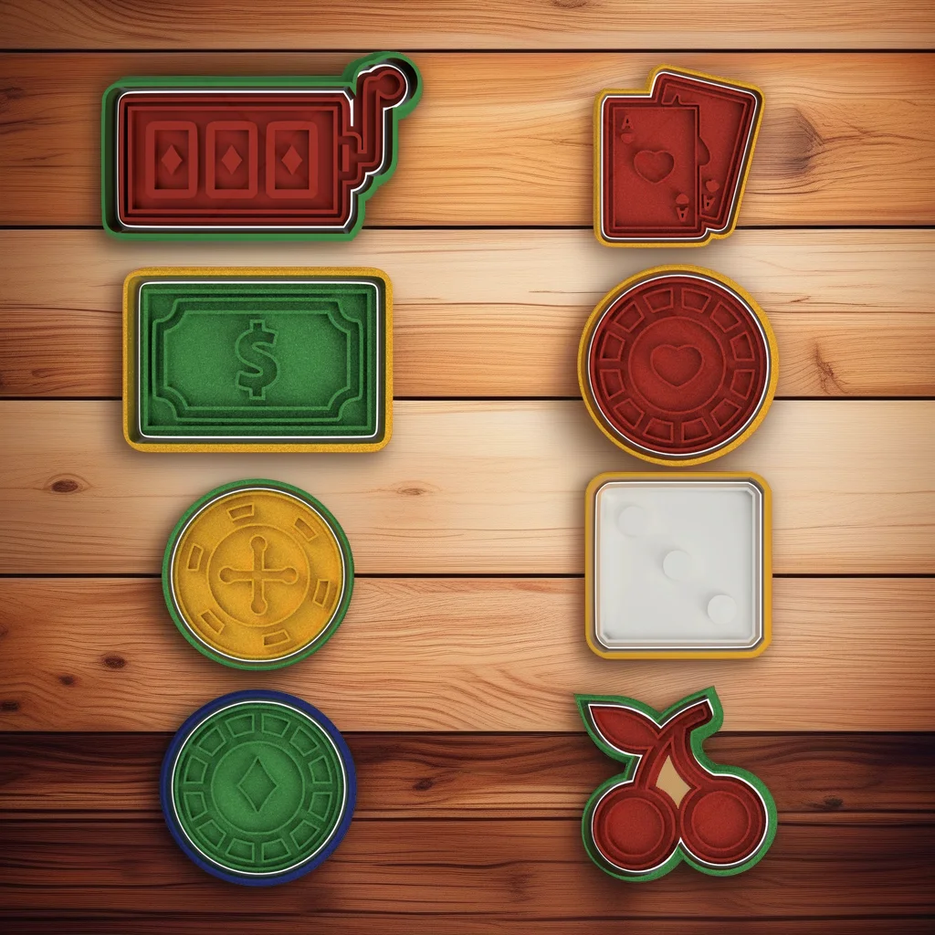  Casino Cookie Cutter Stamp, Poker Chip Dice Money Design