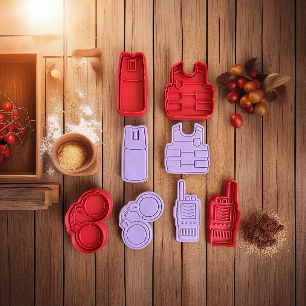  Police Elements Cookie Cutter Stamp Set, 6-Piece Theme Kit