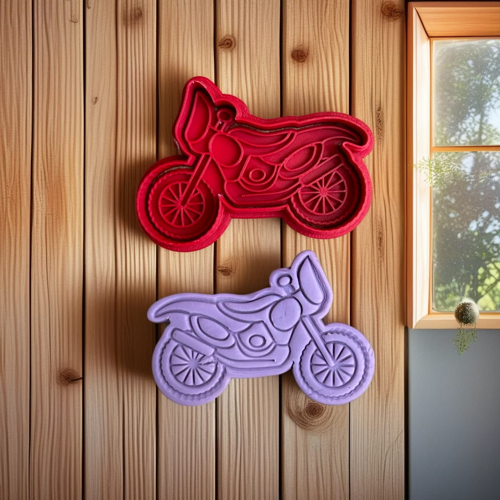  Motorbike Cookie Cutter Stamp, Stainless Steel, Classic Race Dirt Bike Design - View 5