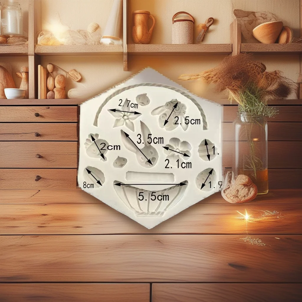  Easter Silicone Mould Daffodil Sheep Rabbit Chicken Egg Basket Eid al Adha Baking Tool - View 7