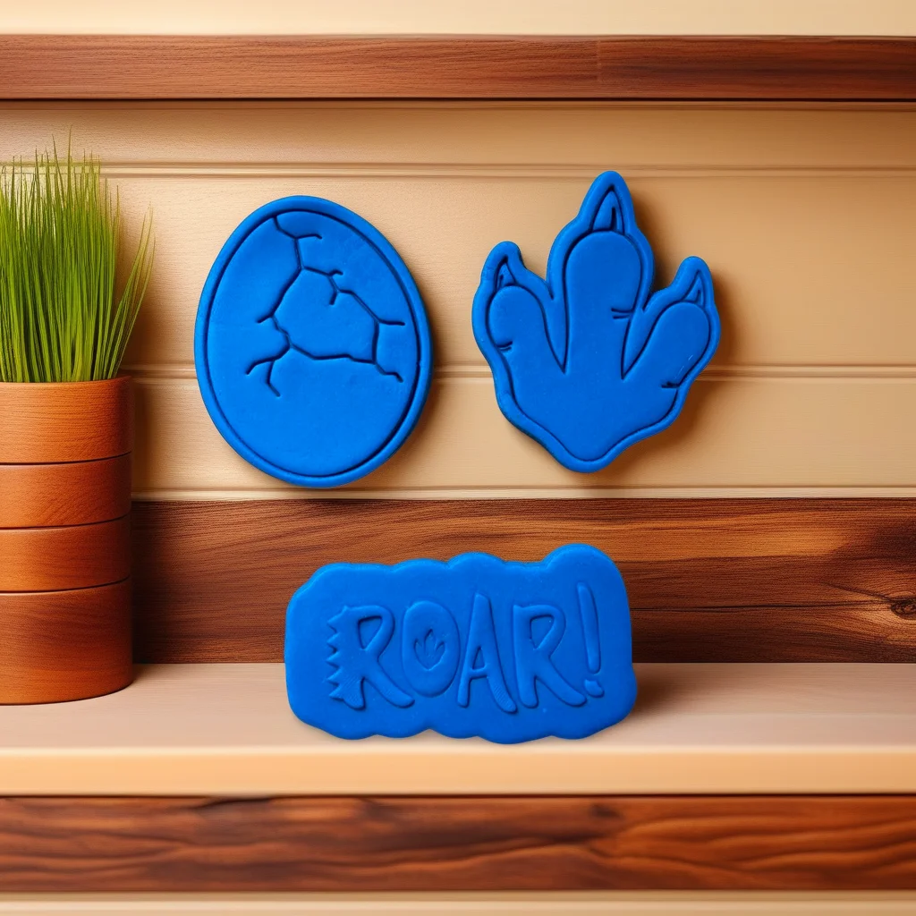  Dinosaur Footprint Cookie Cutter and Dino Egg Stamp Set