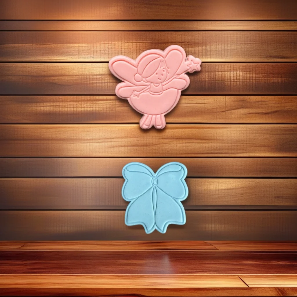  Fairy Cookie Cutter Stamp Mushroom Bow Design