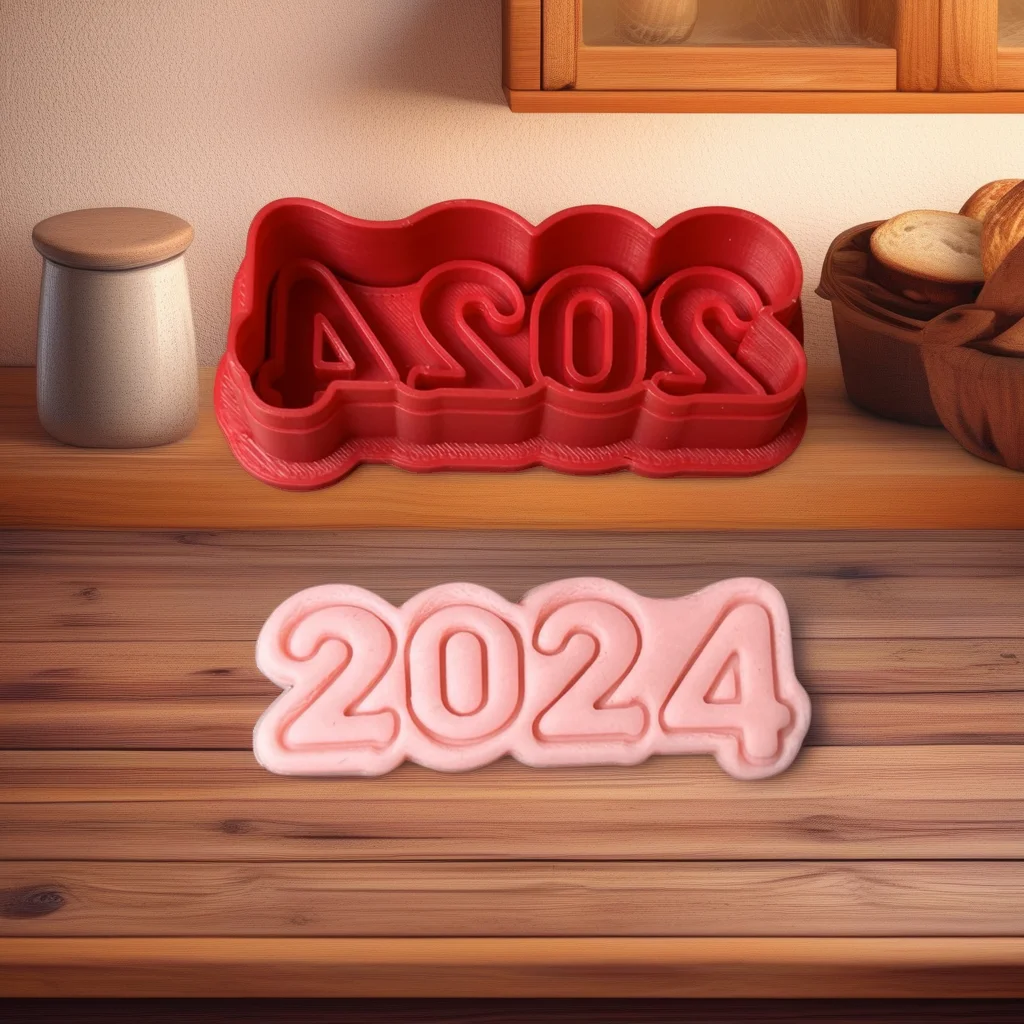  Cookie Fondant Cutter 2024 New Year Class Set Stainless Steel - View 3