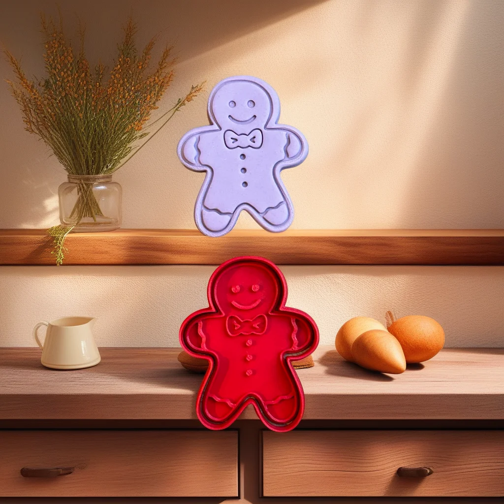  Christmas Cookie Cutter Stamp Set, Santa Gingerbread Man Train Design - View 10