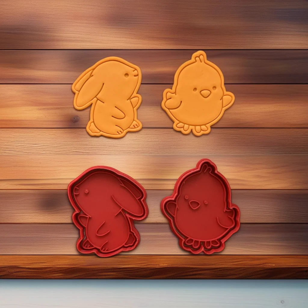  Easter Cookie Cutter Set, Rabbit Chicken and Egg Shapes, Stainless Steel - View 3