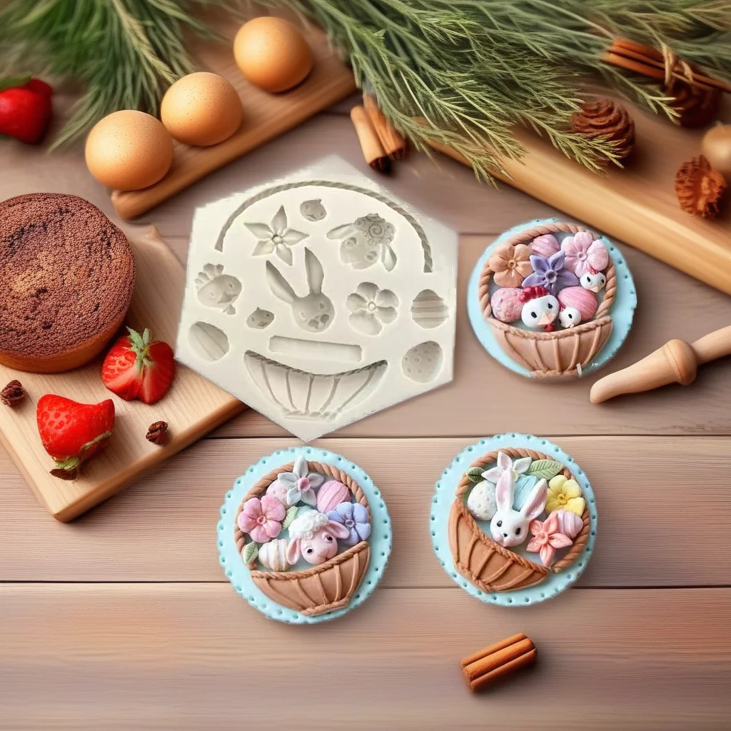  Easter Silicone Mould Daffodil Sheep Rabbit Chicken Egg Basket Eid al Adha Baking Tool - View 9