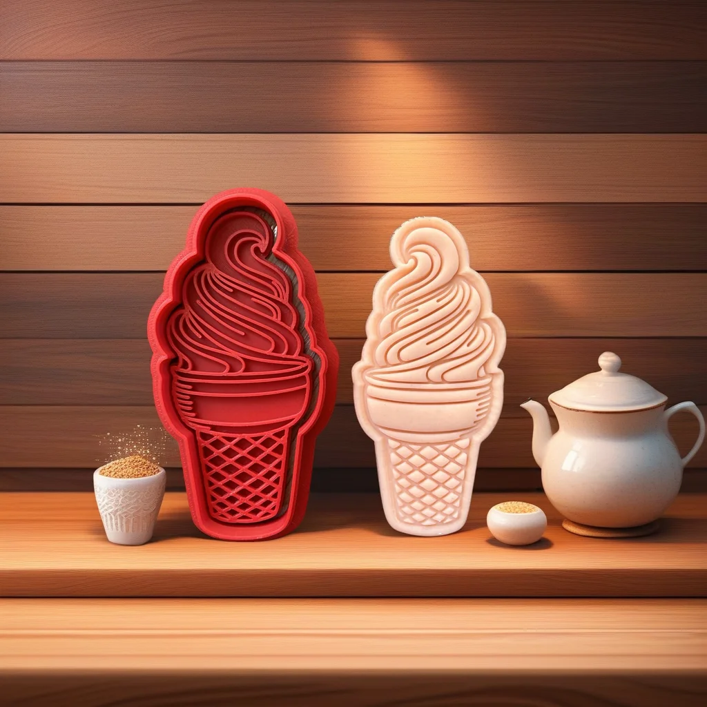 Ice Cream Cone Cookie Cutter Stamp, Mini Cupcake Topper Size - View 3