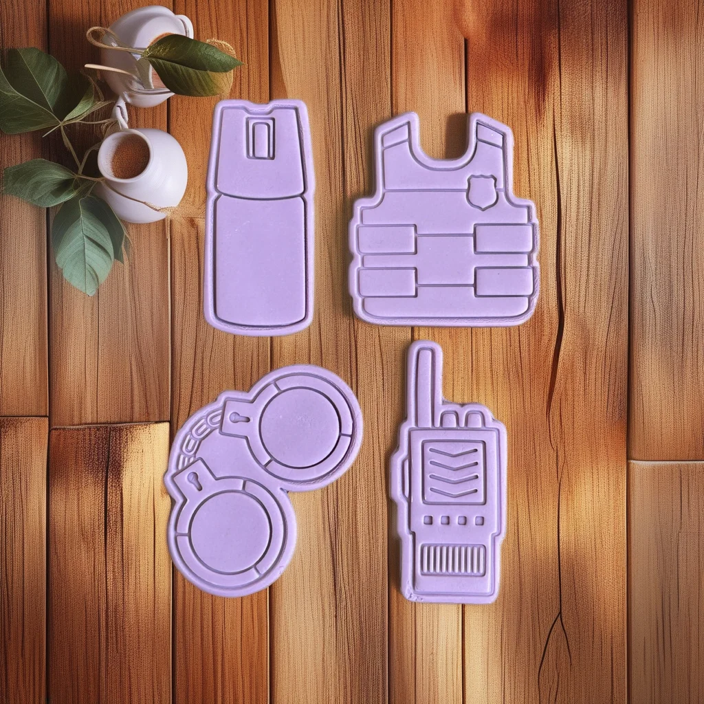  Police Elements Cookie Cutter Stamp Set, 6-Piece Theme Kit - View 2