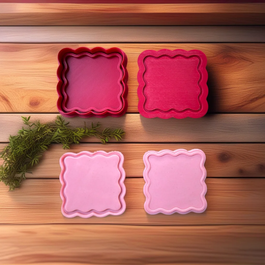  Wavy Border Debosser Cutter Set, Rectangle Round Square Shapes - View 5