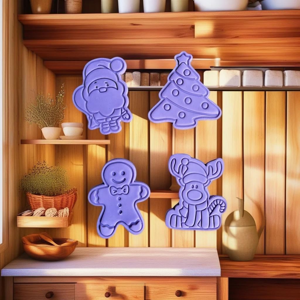  Christmas Cookie Cutter Set, Stainless Steel, Santa Reindeer Tree Rudolph Shapes