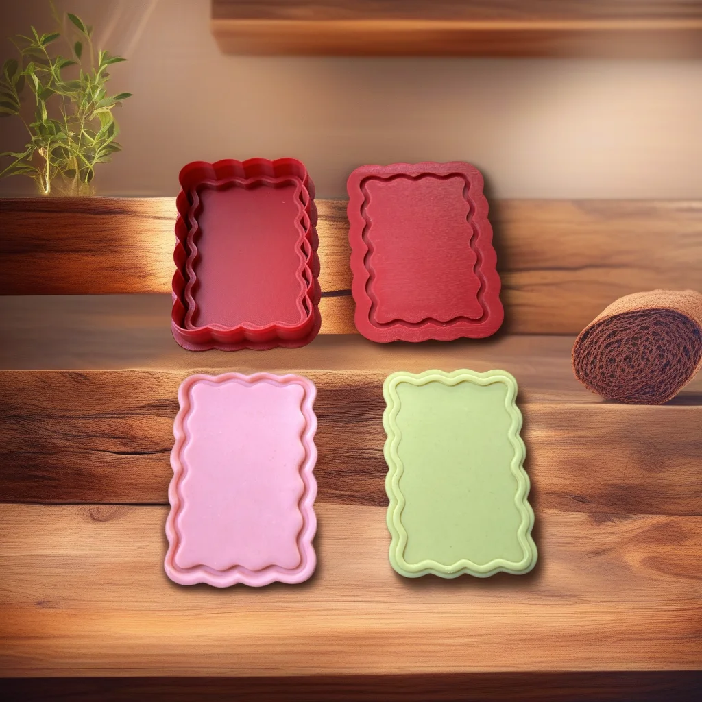  Wavy Border Debosser Cutter Set, Rectangle Round Square Shapes - View 4
