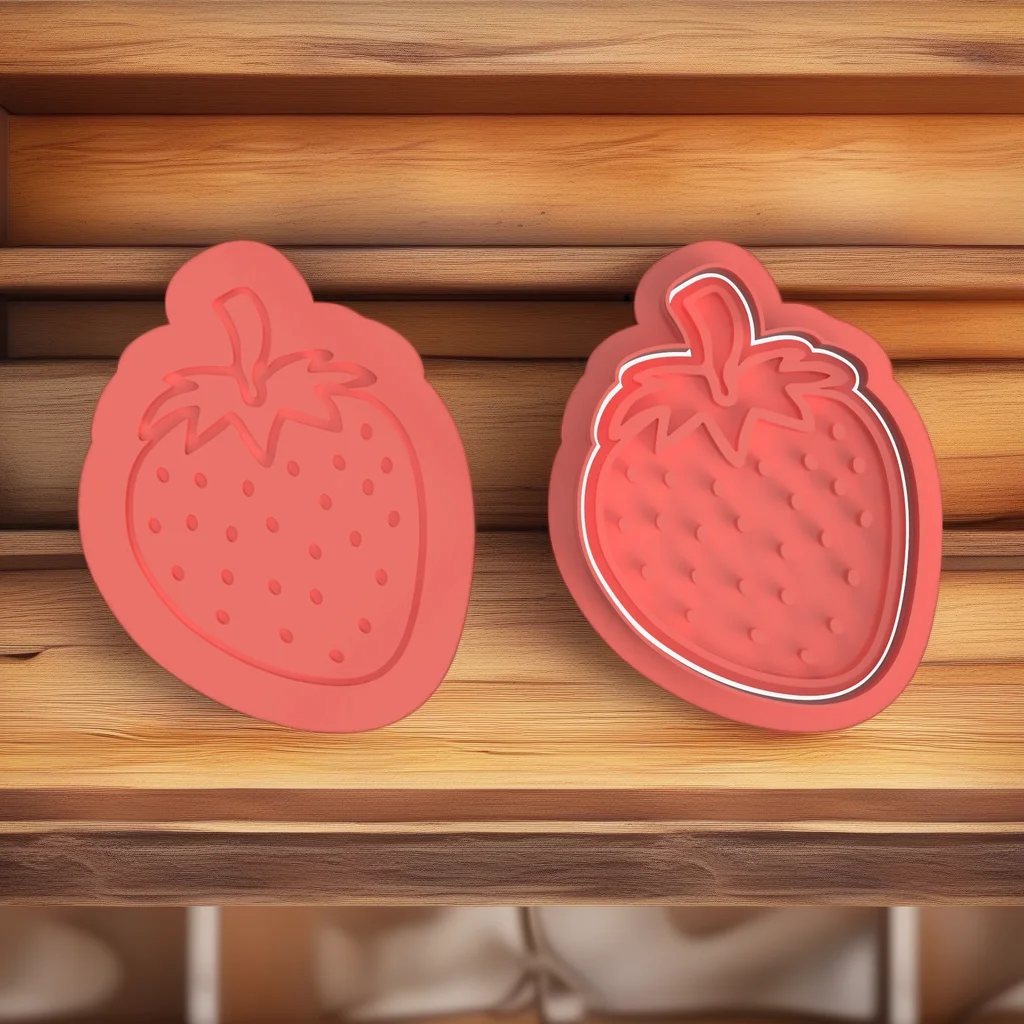  Strawberry Cookie Cutter Stamp 3D Embossed Design - View 3