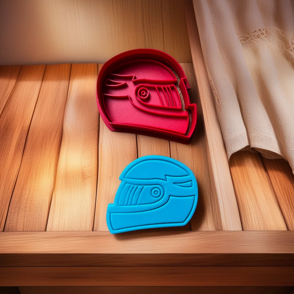  Racing Cookie Cutter Stamp Set, Helmet Tire and Flag Shapes - View 1