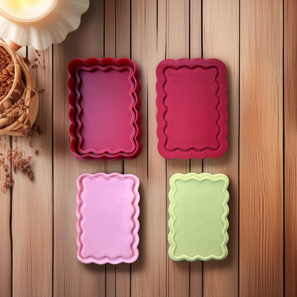  Wavy Border Debosser Cutter Set, Rectangle Round Square Shapes - View 6