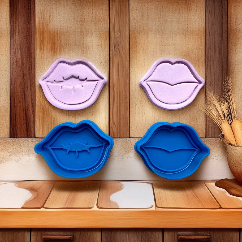  Lips Cookie Cutter Stamp, Valentine's Day Fondant Embosser for Cake Decoration - View 4