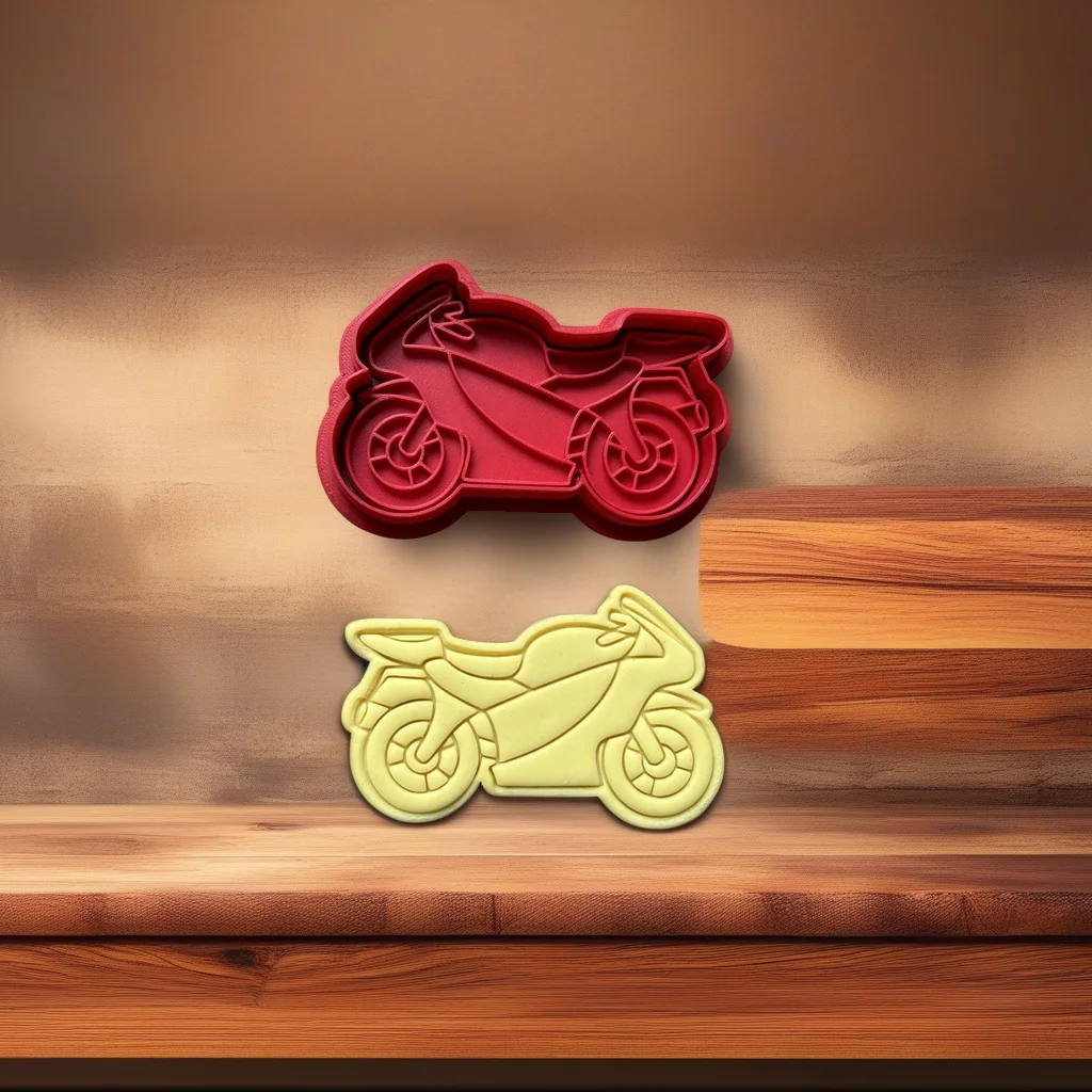  Motorbike Cookie Cutter Stamp, Stainless Steel, Classic Race Dirt Bike Design - View 6