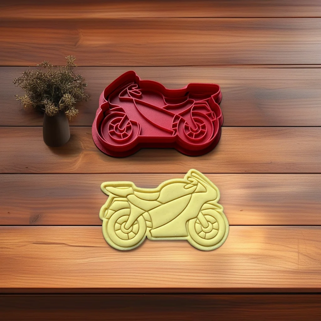  Motorbike Cookie Cutter Stamp, Stainless Steel, Classic Race Dirt Bike Design - View 9